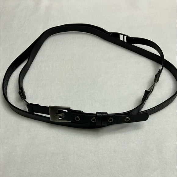 SARAH PACINI- black leather skinny belt - Picture 1 of 6